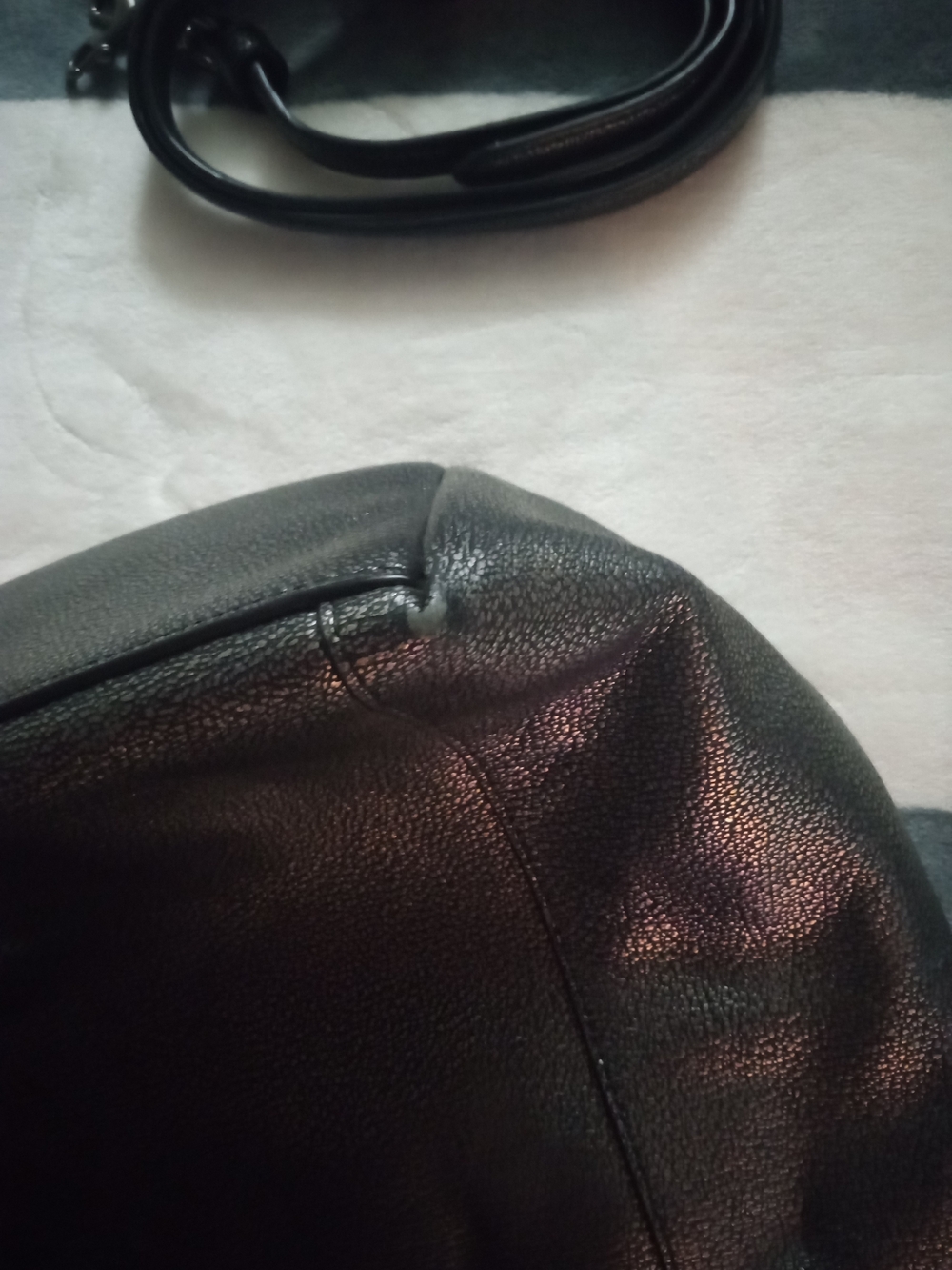 Coach Metallic Gunmetal Pebbled Leather Shoulder Bag Good Condition Medium Size - Picture 6 of 10